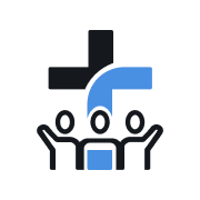 The ChurchCRM symbol brings together a cross and people, representing faith and community