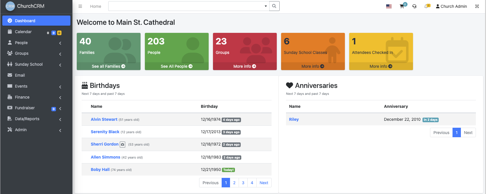 Dashboard screenshot