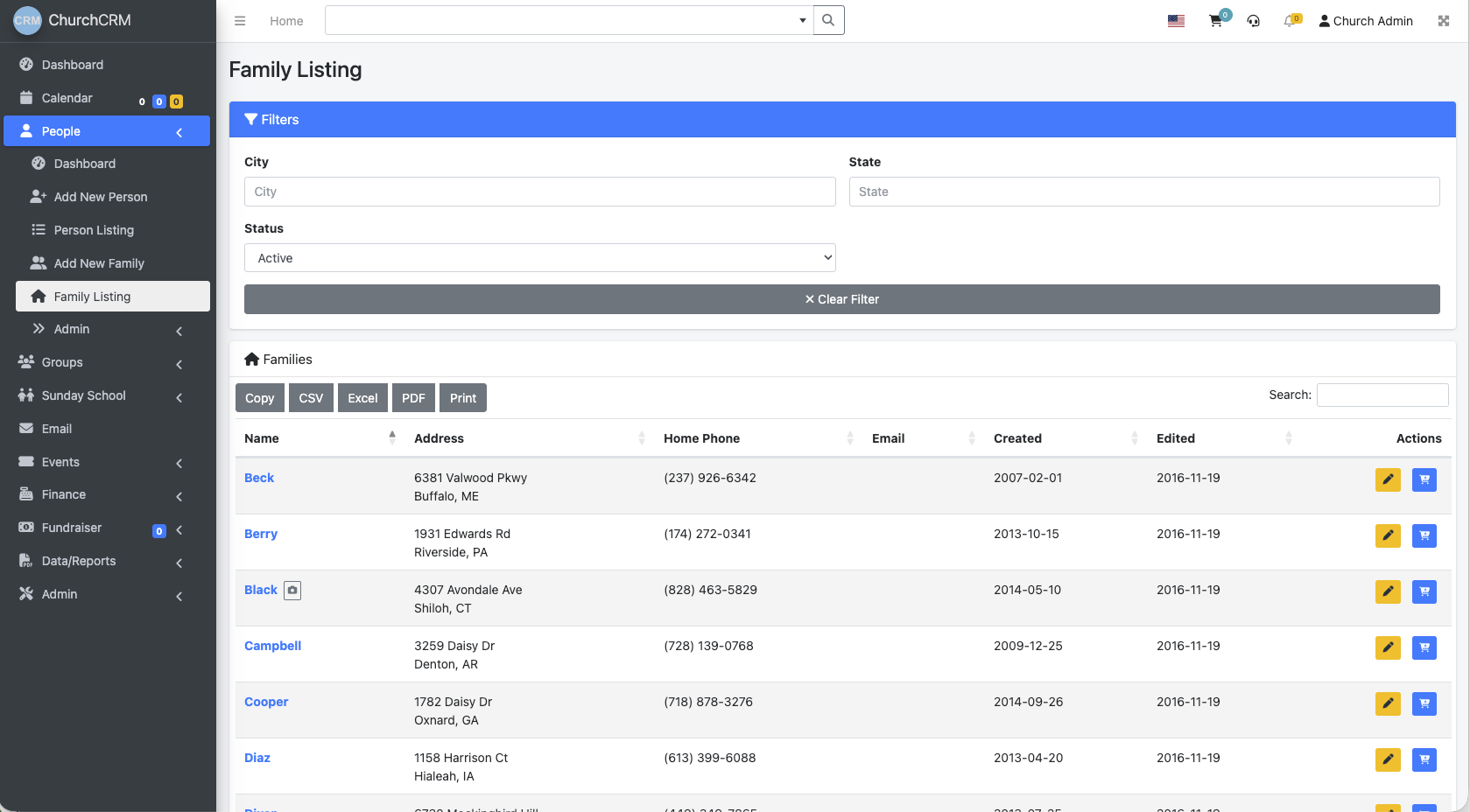 Family management screenshot