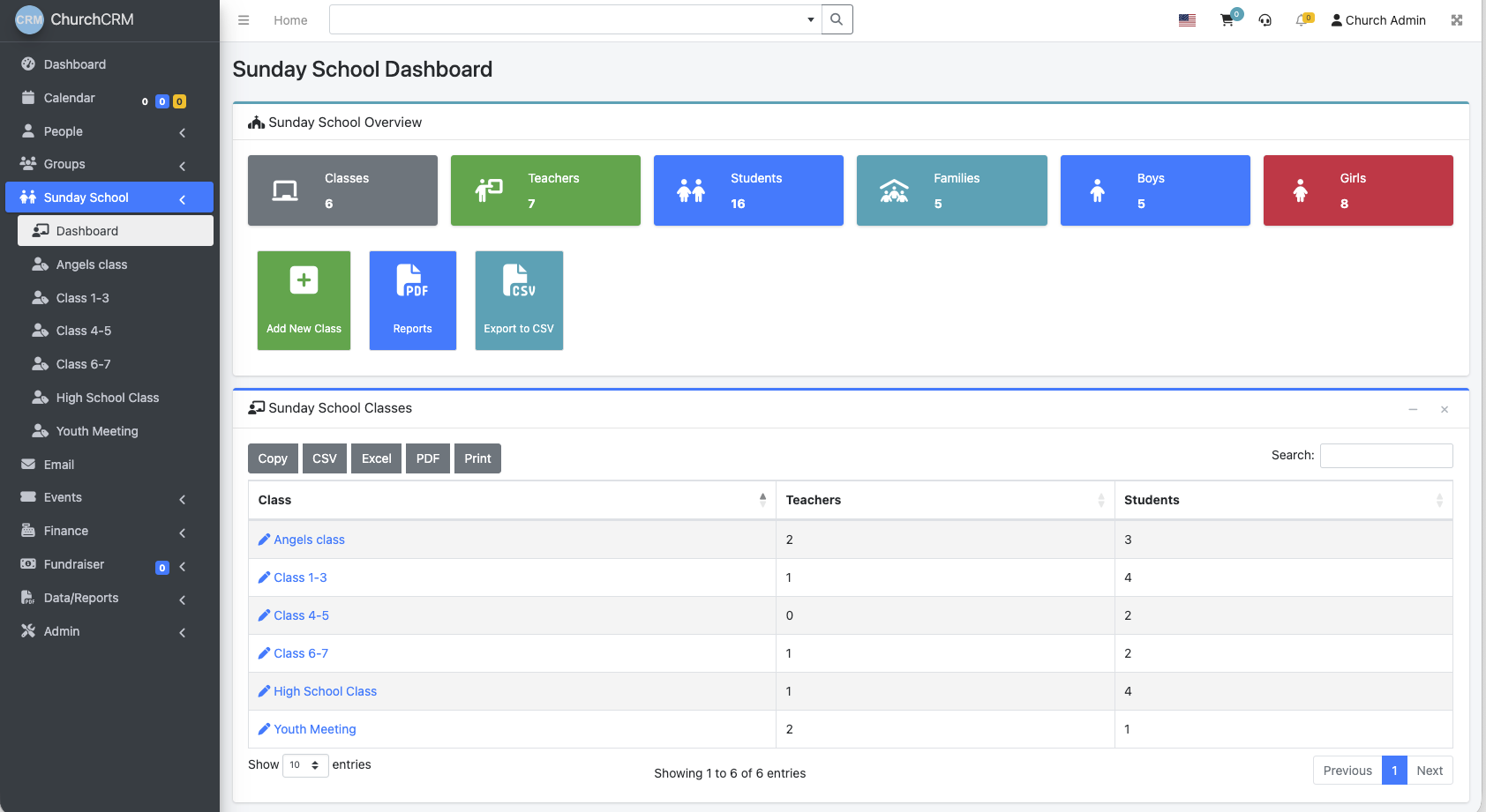 Sunday School screenshot