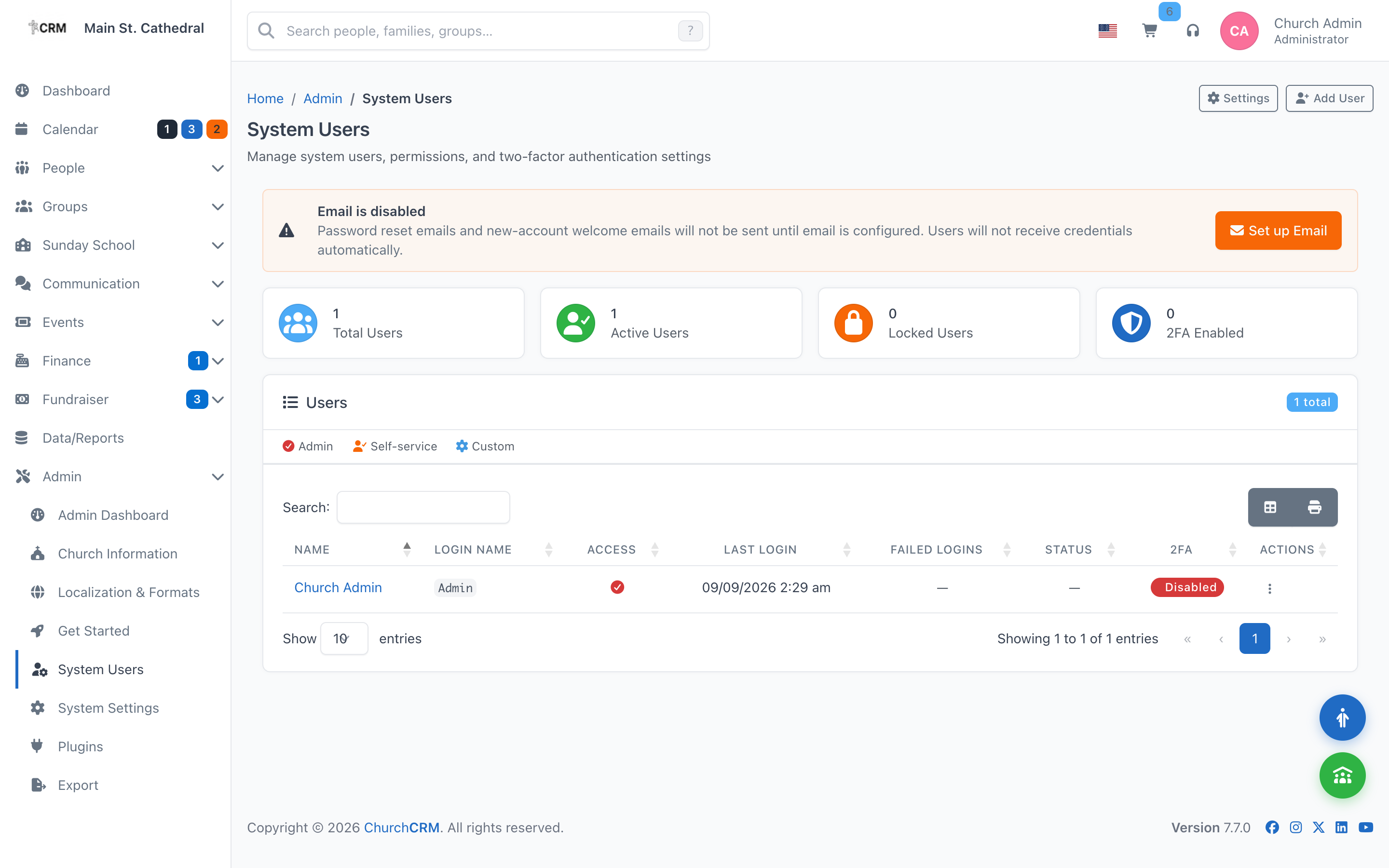 Administration — ChurchCRM