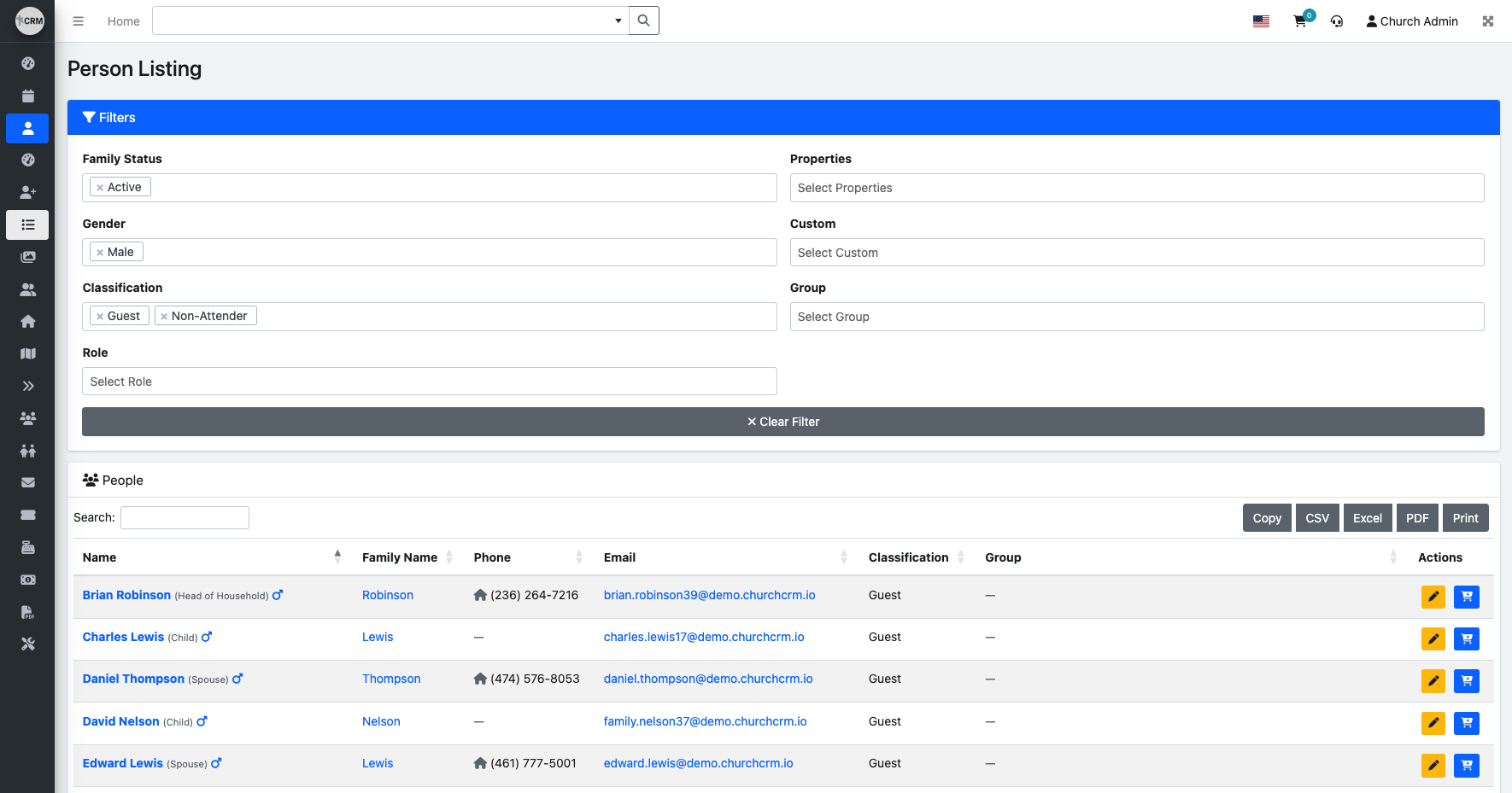 ChurchCRM people management screenshot